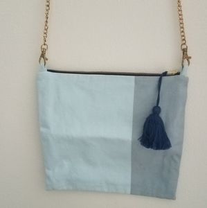 Two-tone Blue Fold-Over Clutch